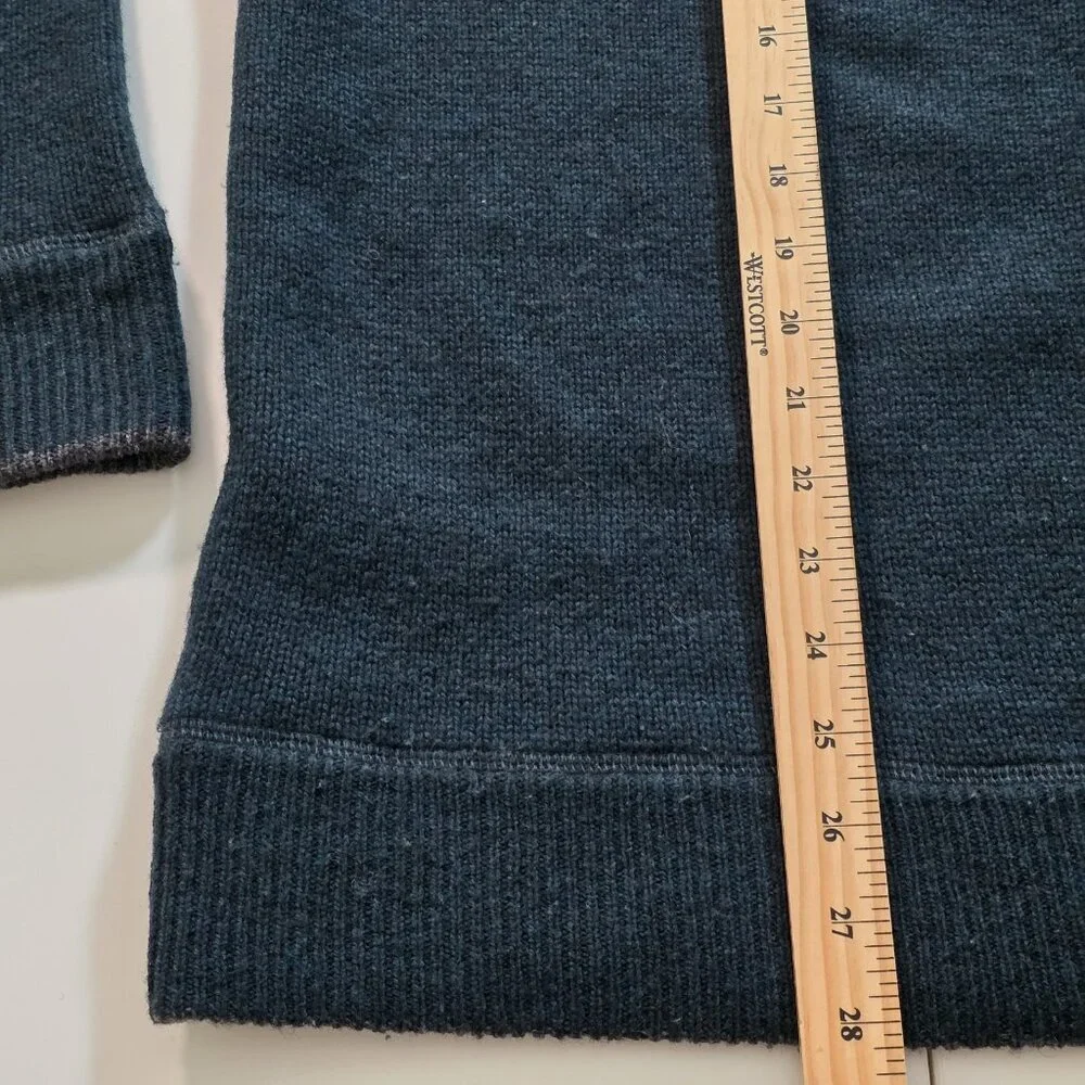 Irelands Eye 1/4 Zip Sweater Men XL Heathered Teal Gray Wool LS Cottage Outdoor